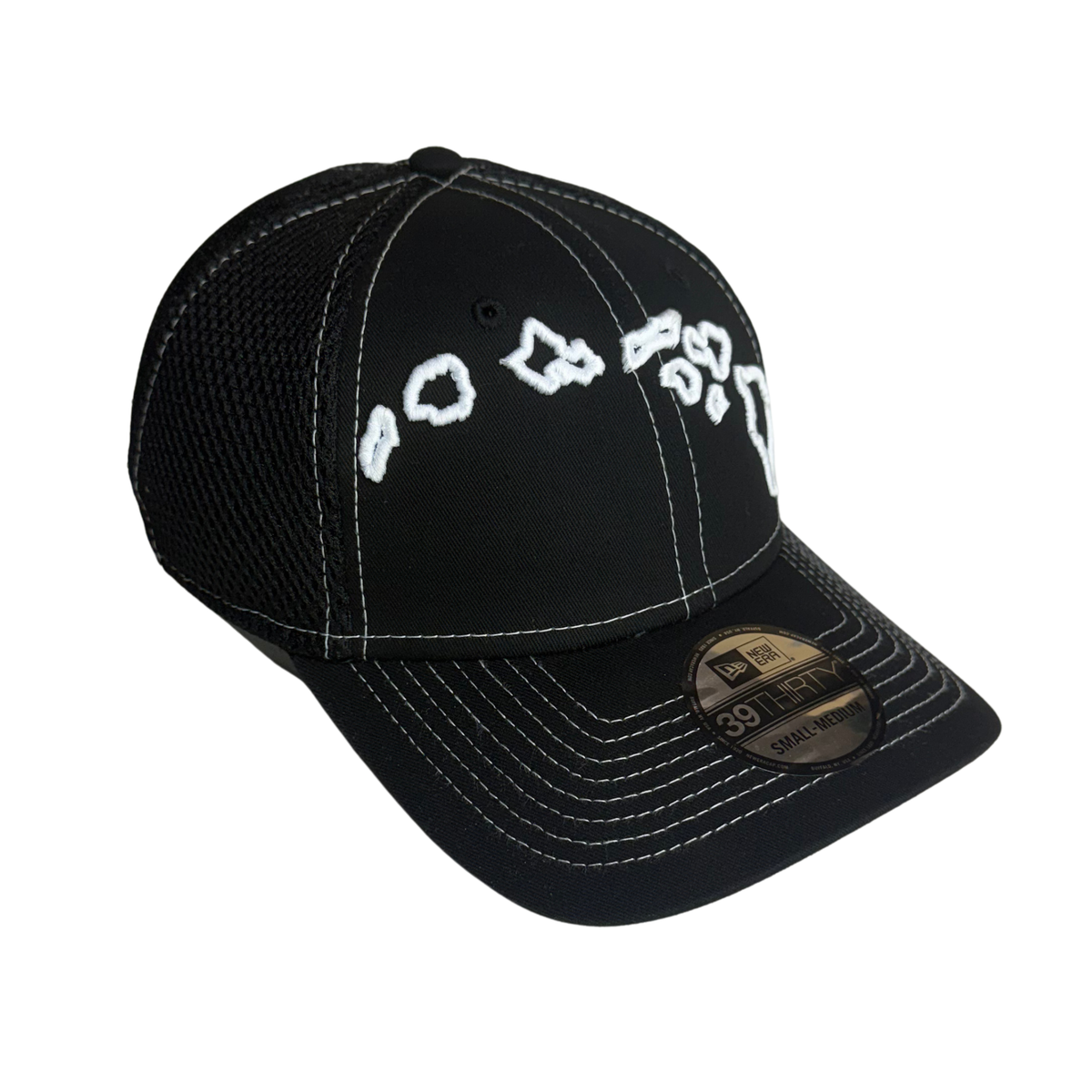 Hawaiian Islands Fitted Hat (Black & White)