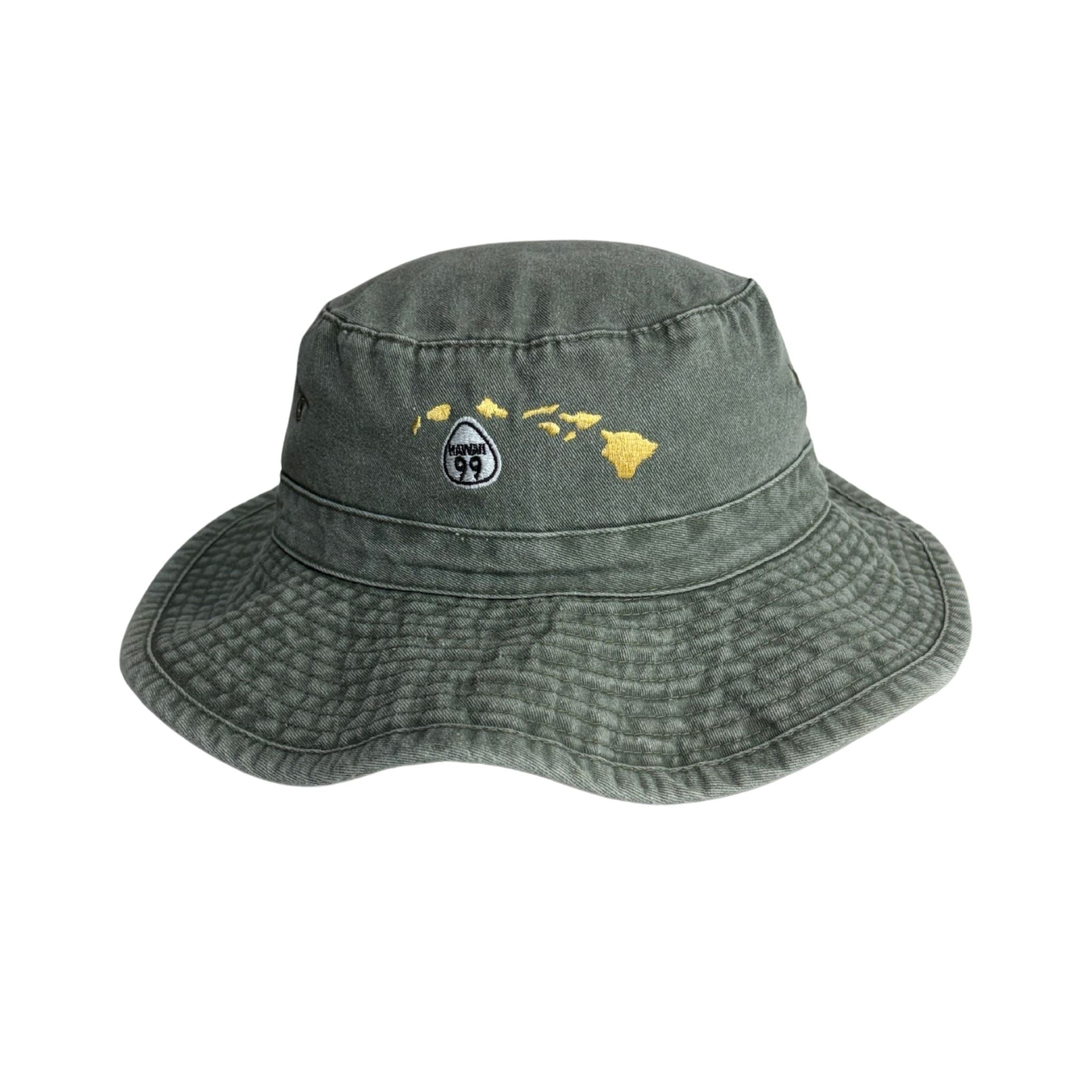 Bucket Hat with Hawaiian Islands w/Attachable Chin Cord