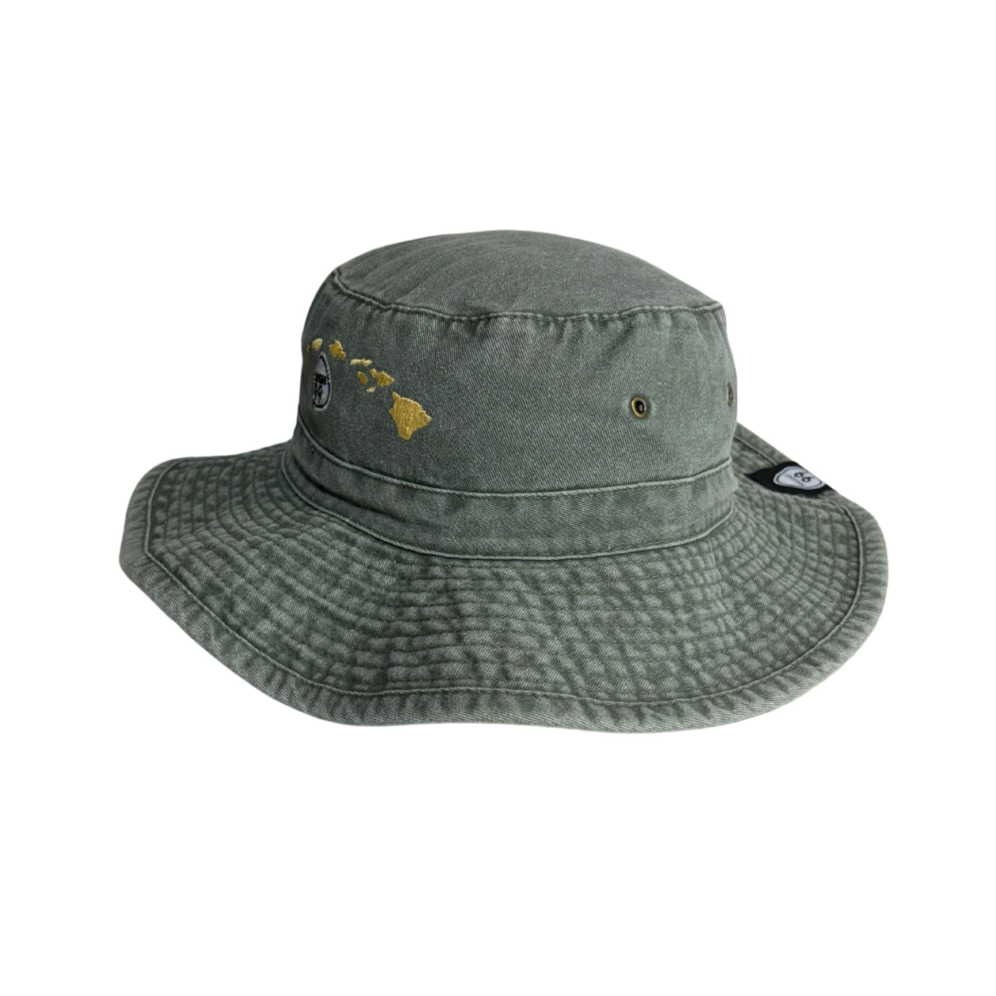 Bucket Hat with Hawaiian Islands w/Attachable Chin Cord
