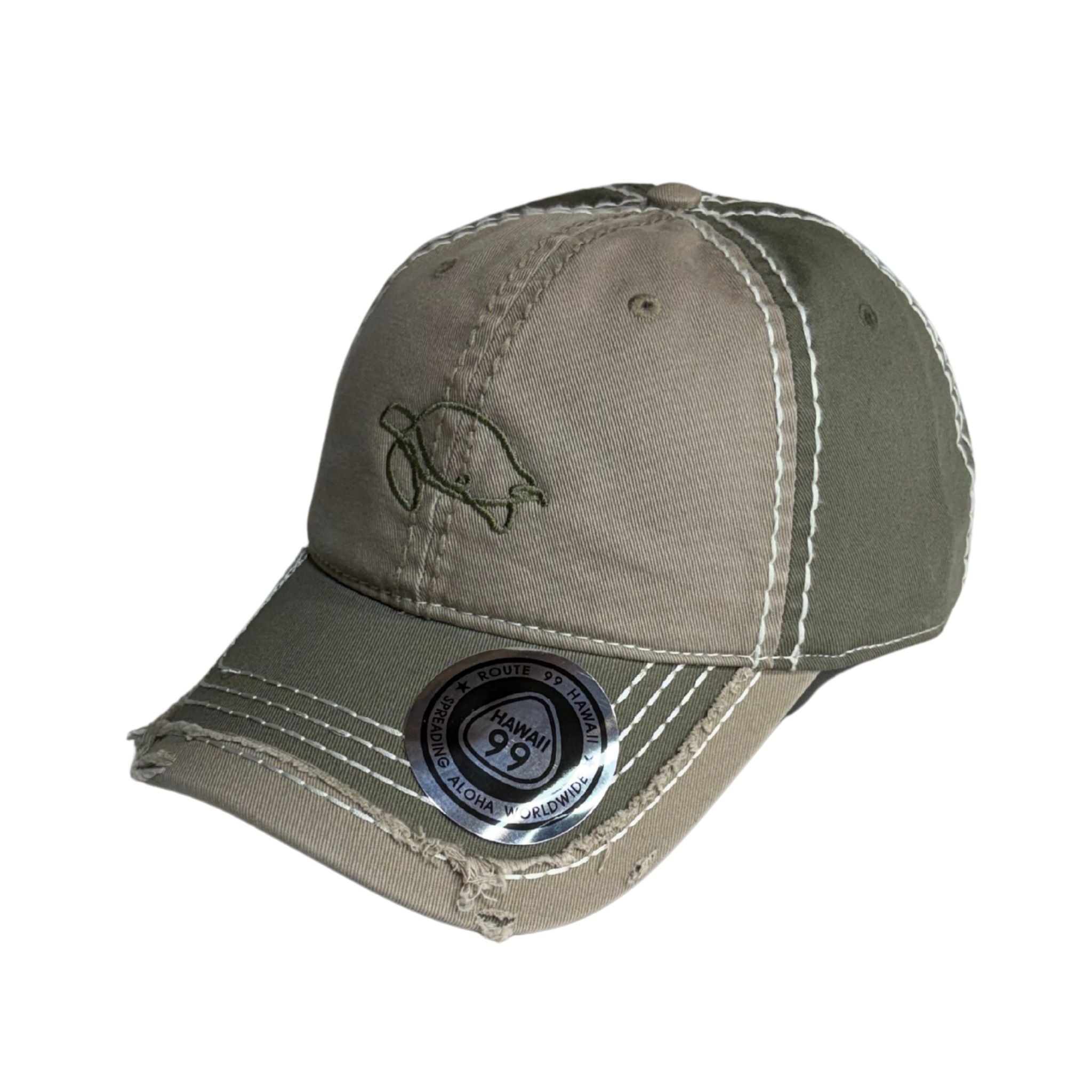 Honu (turtle) Hawaiian (olive distressed) Hat