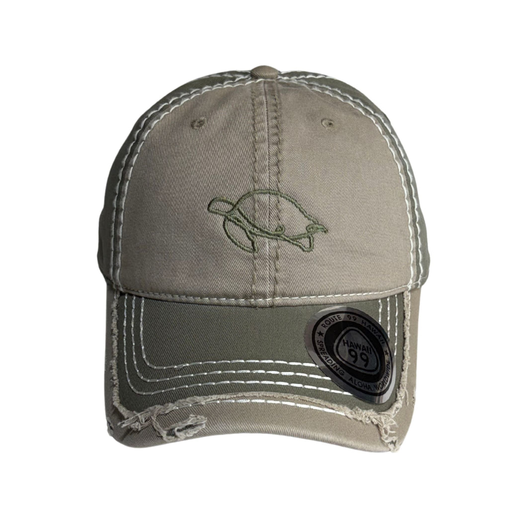 Honu (turtle) Hawaiian (olive distressed) Hat