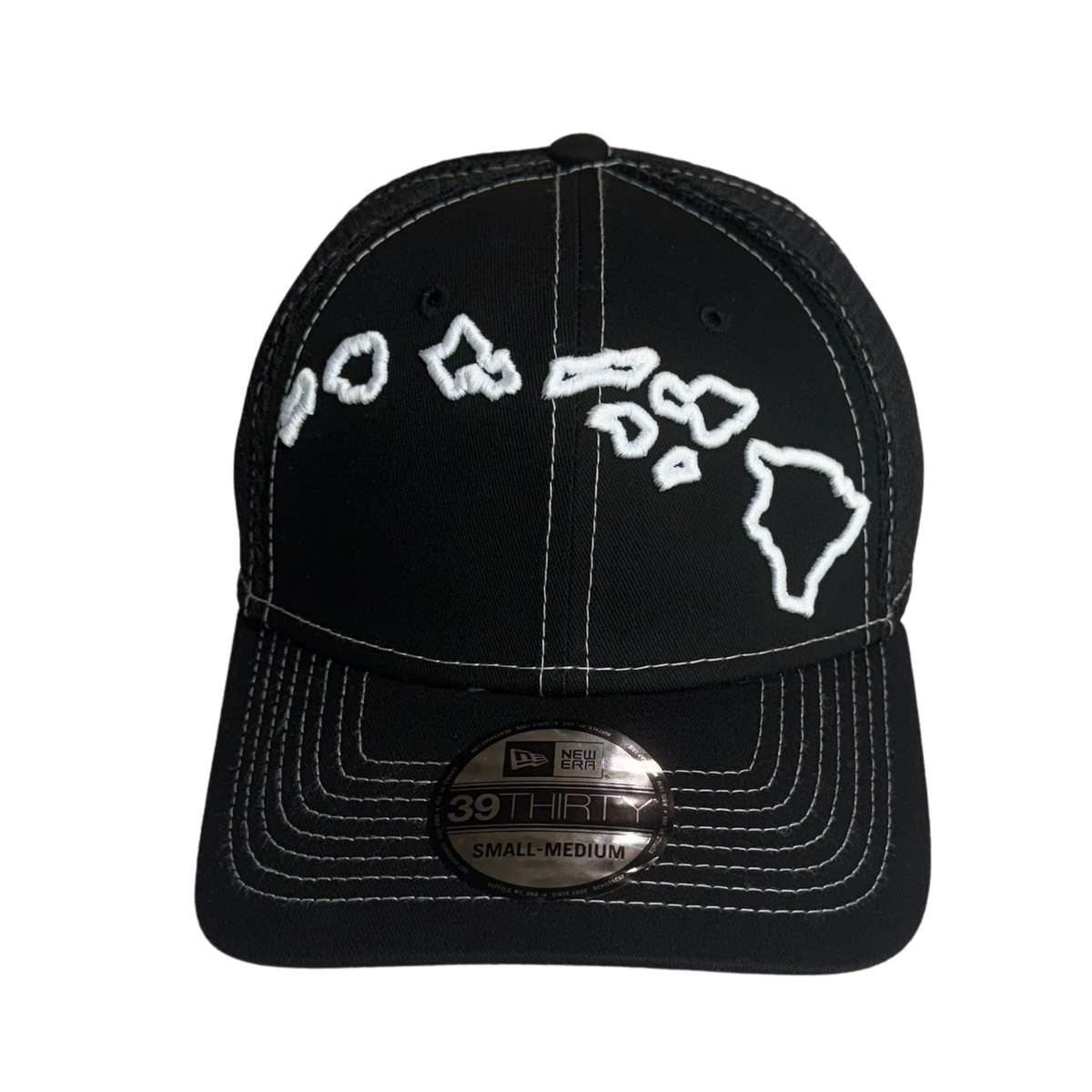 Hawaiian Islands Fitted Hat (Black & White)